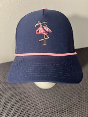 Birdie Boss Golf Hat Cap Navy Pink Flamingo Snapback Cap Mesh Back Adjustable